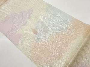 絽菖蒲に流水・雲模様織出し袋帯